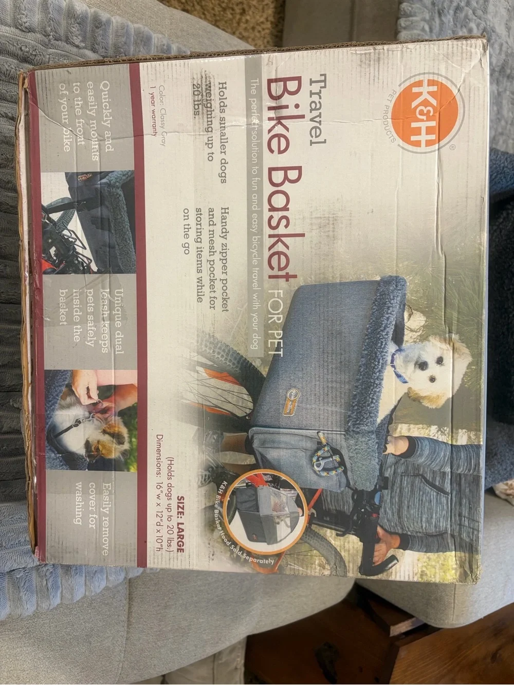 K&H Dog Bike Basket, Travel Bicycle Basket for Pets